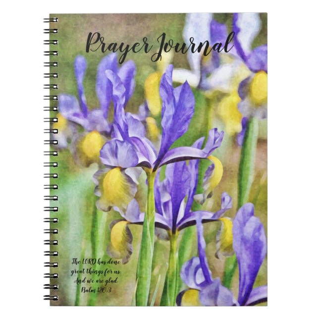 Cuaderno Flores de Iris Azules Biblia Verse Prayer Journal (Frente)