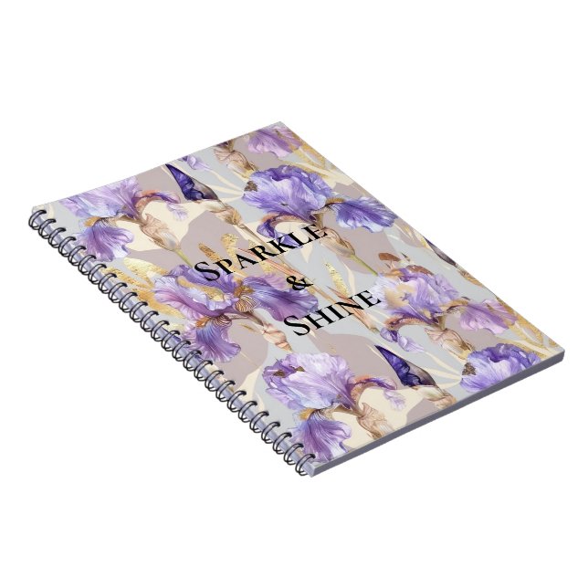 Cuaderno Flores de iris de oro morado (Lado Derecho)