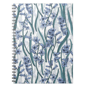 Cuaderno Flores de jacinto azul sobre blanco