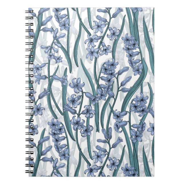 Cuaderno Flores de jacinto azul sobre blanco (Frente)
