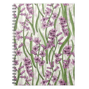 Cuaderno Flores de jacinto rosa sobre blanco natural