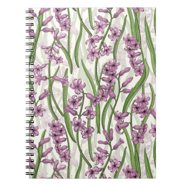Cuaderno Flores de jacinto rosa sobre blanco natural (Frente)