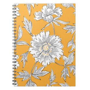 Cuaderno Flores de jardín abstractas dibujadas a mano. Dibu