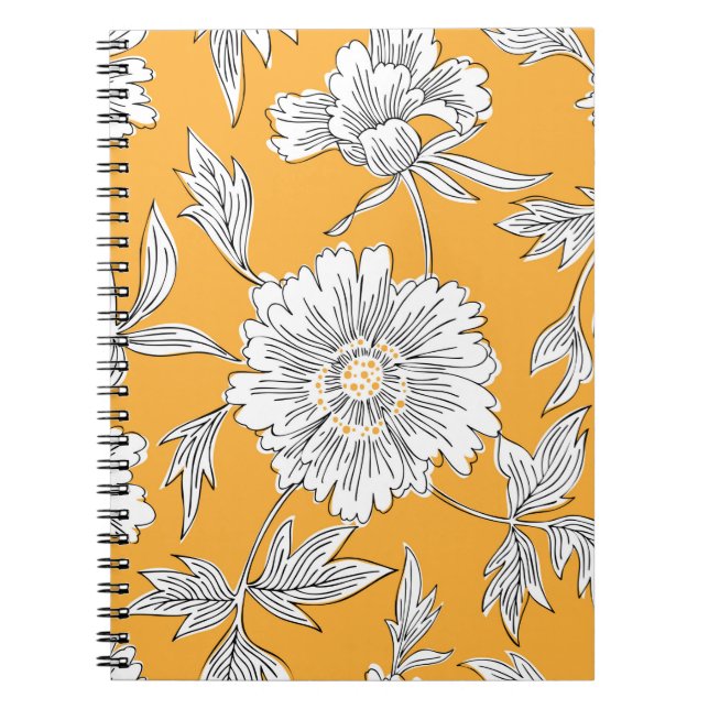 Cuaderno Flores de jardín abstractas dibujadas a mano. Dibu (Frente)