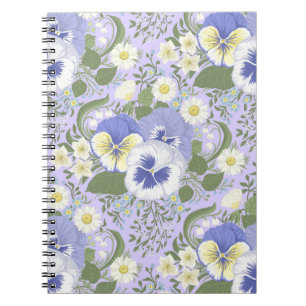 Cuaderno Flores de jardín de primavera sobre lavanda