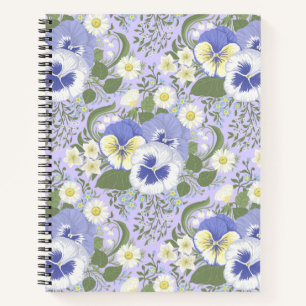 Cuaderno Flores de jardín de primavera sobre lavanda
