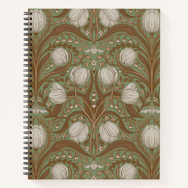 Cuaderno Flores de jardín de primavera sobre salvia (Anverso)