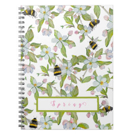 Cuaderno Flores de jardín de primavera y abejorros