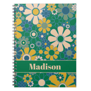 Cuaderno Flores de jardín retro 60s 70s Floral personalizad