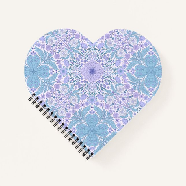 Cuaderno Flores de jardín retro en azul y violeta (Anverso)
