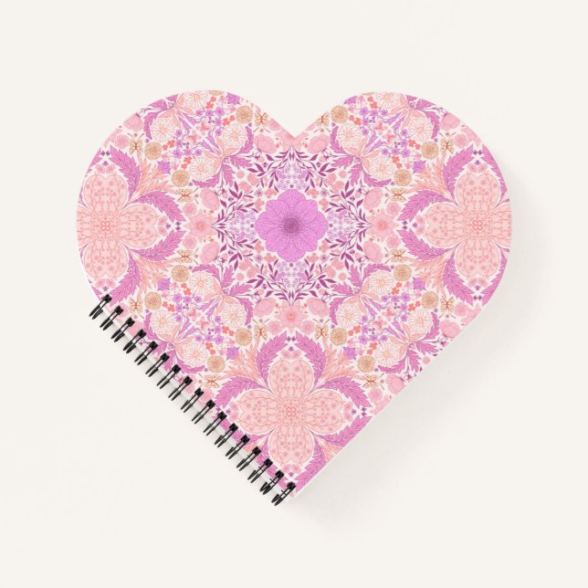Cuaderno Flores de jardín retro en rosa (Anverso)