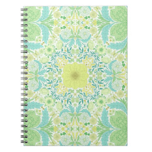 Cuaderno Flores de jardín retro en verde y amarillo