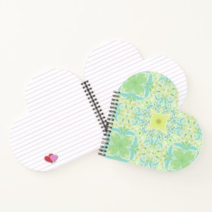 Cuaderno Flores de jardín retro en verde y amarillo
