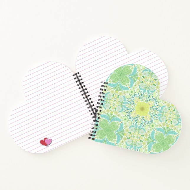 Cuaderno Flores de jardín retro en verde y amarillo (Interior)