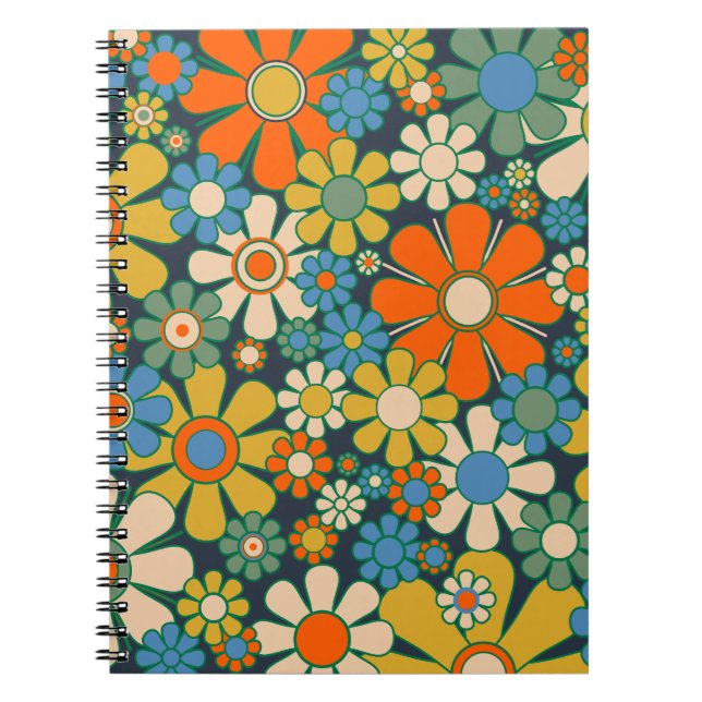 Cuaderno Flores de jardín retro patrón floral de los años 6 (Frente)