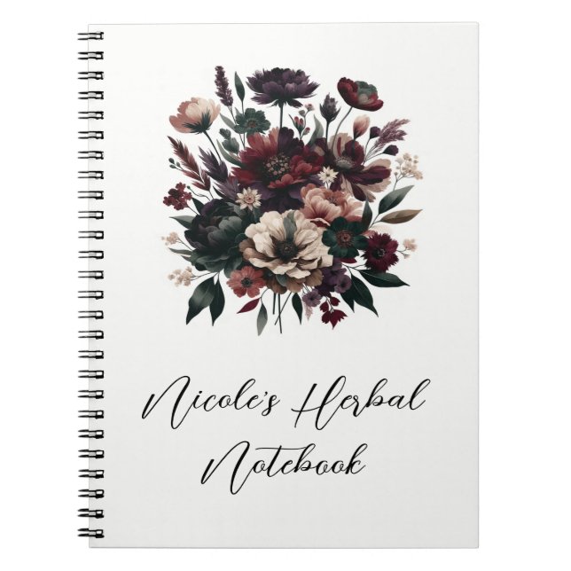 Cuaderno Flores de Jardín Rústico Malhumorado Boda Bohemian (Frente)