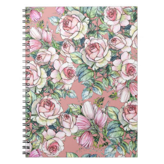 Cuaderno Flores de jardín subió con tulipanes pintados en e