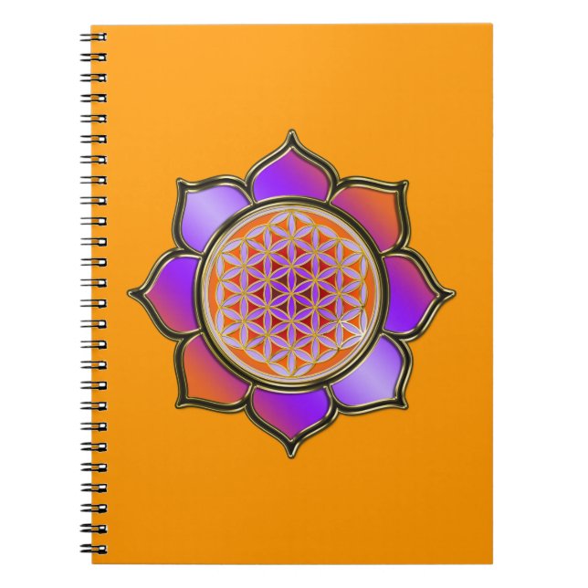 Cuaderno FLORES DE LA VIDA - LOTUS naranja violeta (Frente)