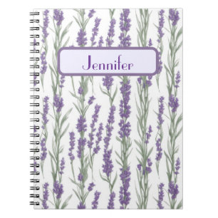 Cuaderno Flores de lavanda en acuarela personalizadas