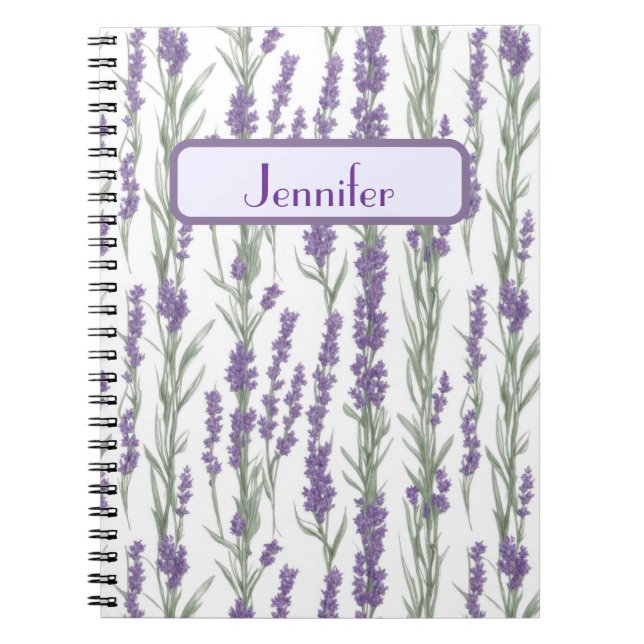Cuaderno Flores de lavanda en acuarela personalizadas (Frente)