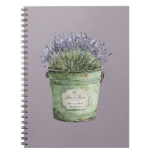 Cuaderno Flores de lavanda en cubeta verde