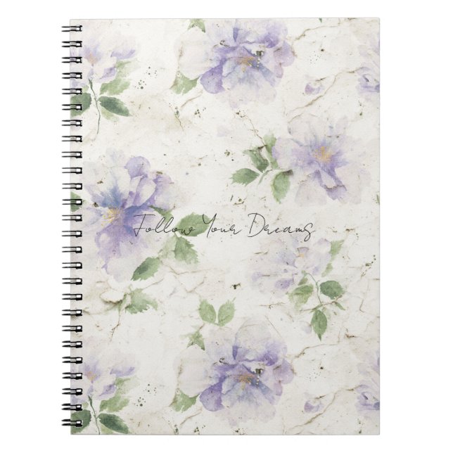 Cuaderno Flores de lavanda morada bonitas (Frente)