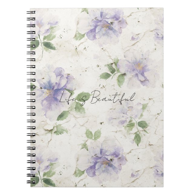 Cuaderno Flores de lavanda morada bonitas   (Frente)