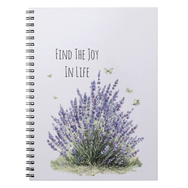 Cuaderno Flores De Lavanda Morada Mariposas De Menta Alegrí (Frente)
