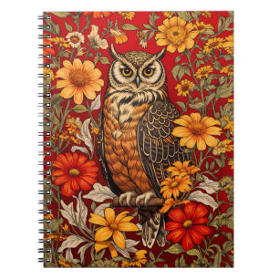 Cuaderno Flores De Lechuza Y Zinnia A La Rasa