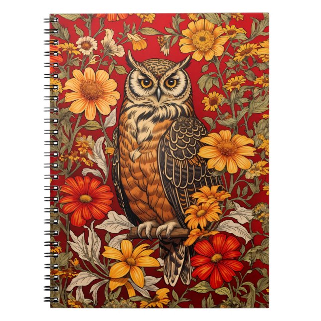Cuaderno Flores De Lechuza Y Zinnia A La Rasa (Frente)