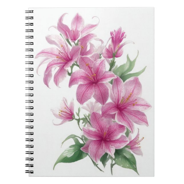 Cuaderno Flores de Lily Oriental Rosa (Frente)
