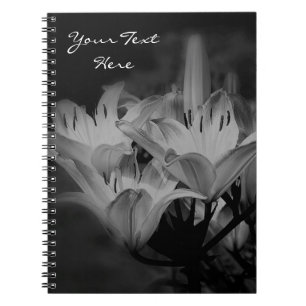 Cuaderno Flores De Lirio En Blanco Y Negro