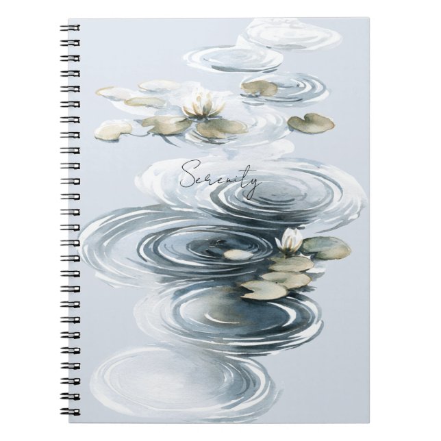 Cuaderno Flores de Loto Serenidad Azul Pálido Nenúfares (Frente)