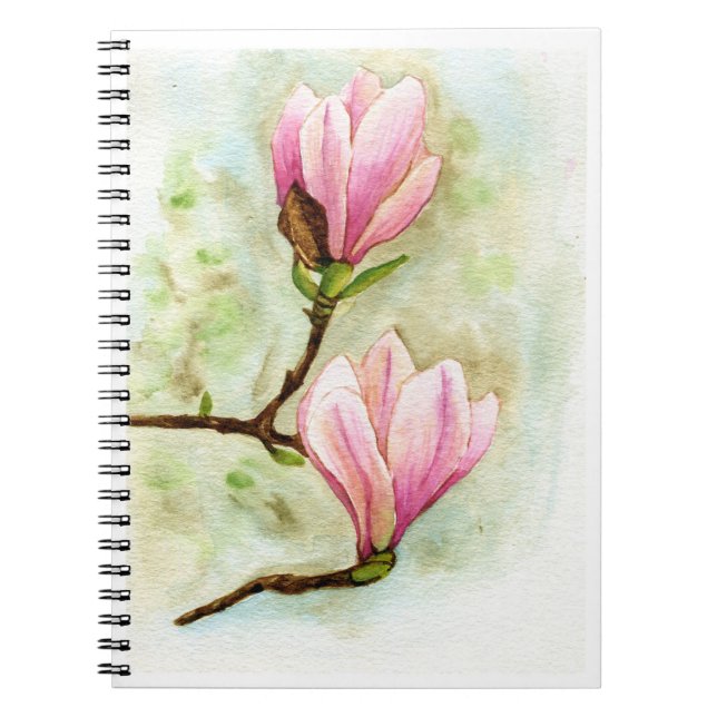Cuaderno Flores de magnolia de lujo pintura acuarela (Frente)