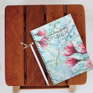 Cuaderno Flores De Magnolia En Personalizado De Papel Crudo