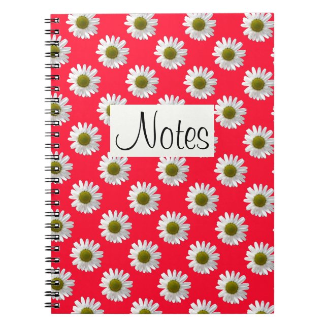 Cuaderno Flores de marea floral sobre rosa rojo (Frente)