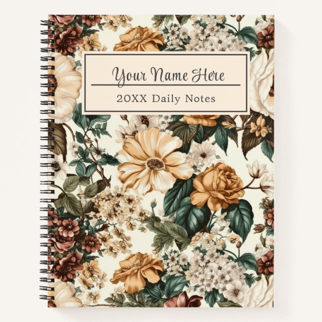 Cuaderno Flores de marfil antiguas, patrón de Rosas multico (Anverso)