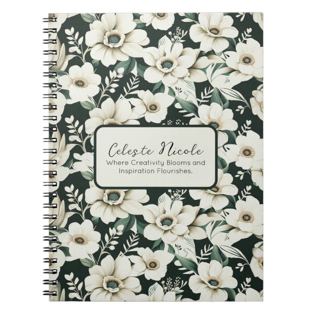 Cuaderno Flores de marfil elegantes (Frente)