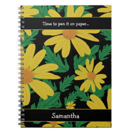 Cuaderno Flores de margarita amarilla con hojas verdes