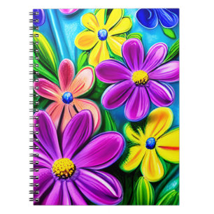 Cuaderno Flores de margarita brillantes y coloridas