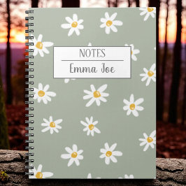 Cuaderno Flores de margarita personalizadas con nombre