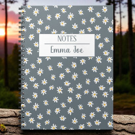 Cuaderno Flores de margarita retro personalizadas con nombr