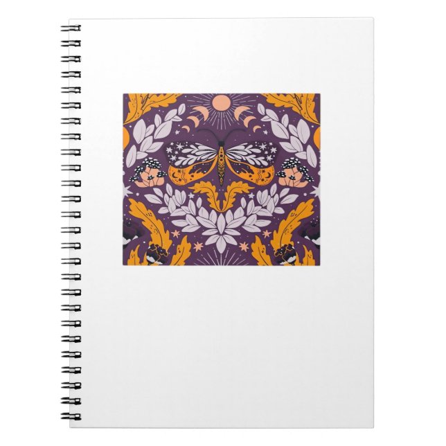 Cuaderno Flores de mariposa de Whimsigoth - Púrpura, Lavend (Frente)