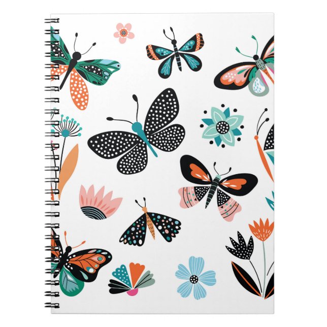Cuaderno Flores de mariposas: Colección de manos dibujadas (Frente)