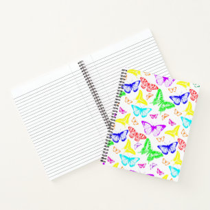Cuaderno Flores de mariposas color arcoiris volando