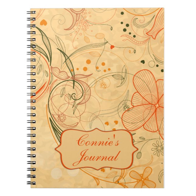Cuaderno Flores de melocotón y mandarina remolinos personal (Frente)