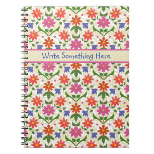 Cuaderno Flores de moda, puntos de polka en un bloc de nota