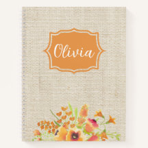 Flores de naranja de acuarela personalizadas sobre