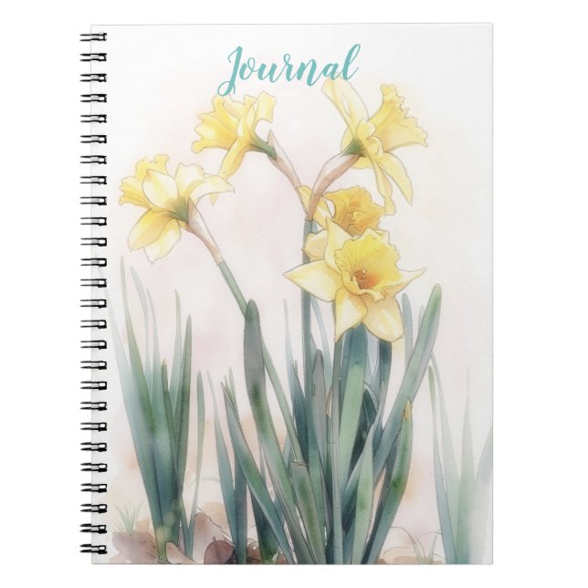 Cuaderno Flores de Narciso Arte Floral Amarillo Personaliza (Frente)