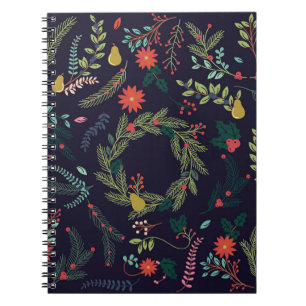 Cuaderno Flores de Navidades dibujadas a mano: colección vi
